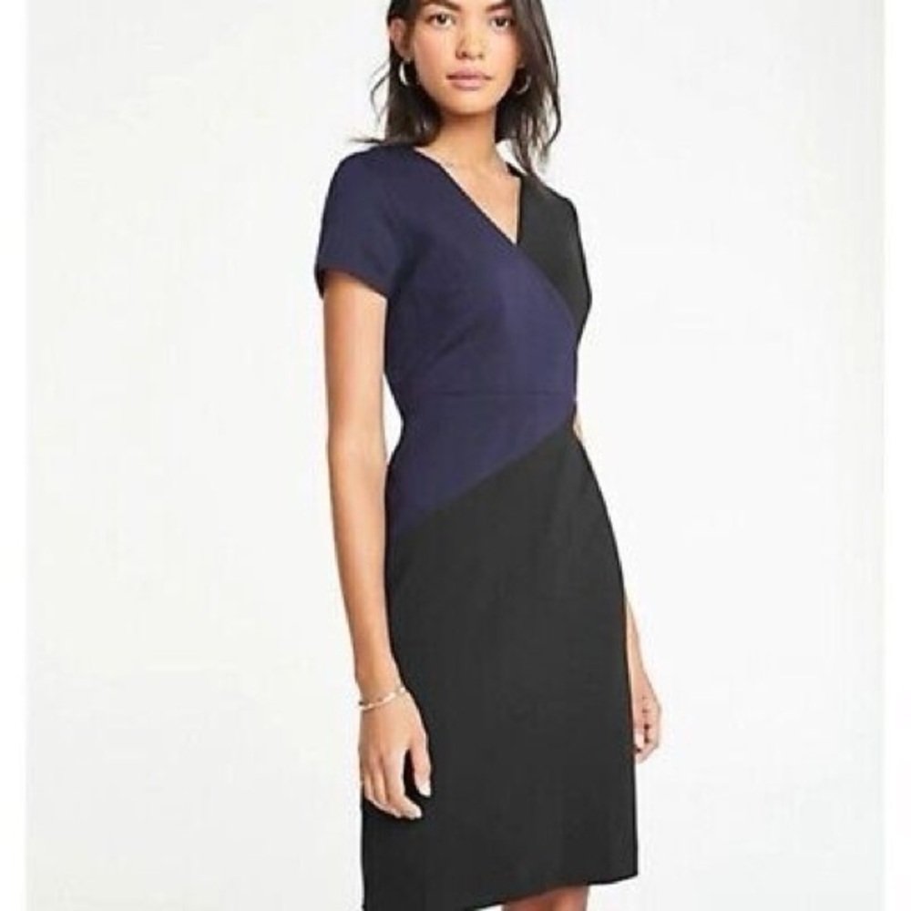 Ann Taylor Ponte Two-Tone Colorblock Dress